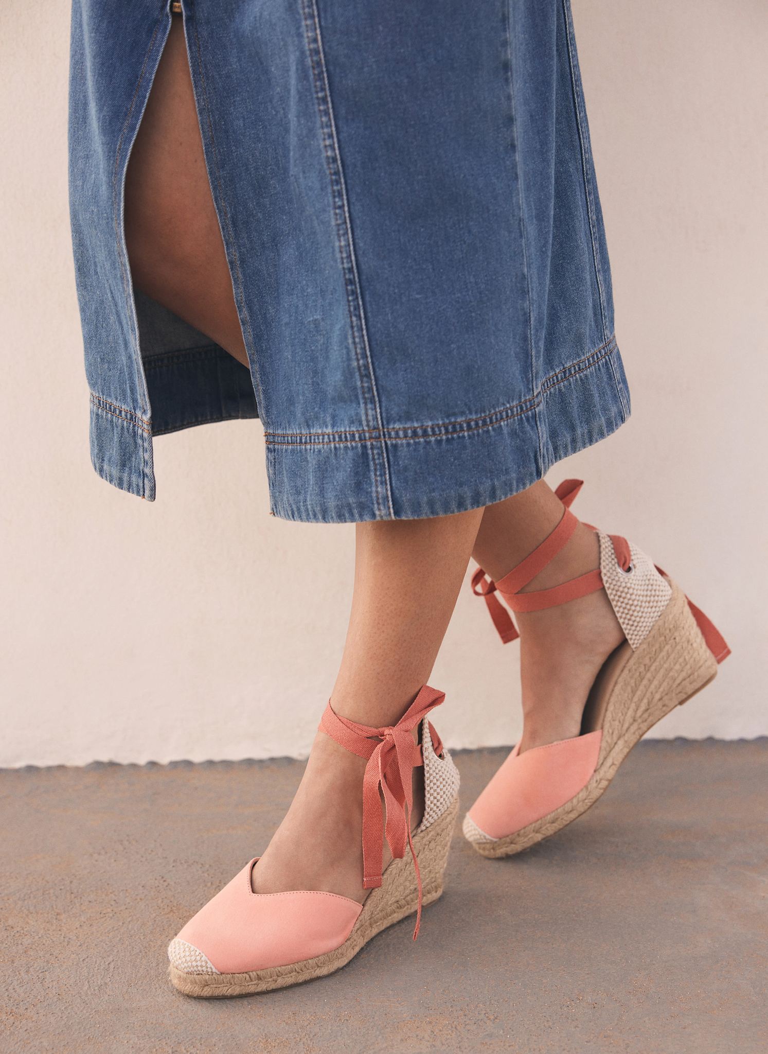 Pink Espadrille Tie Wedges – Mint Velvet