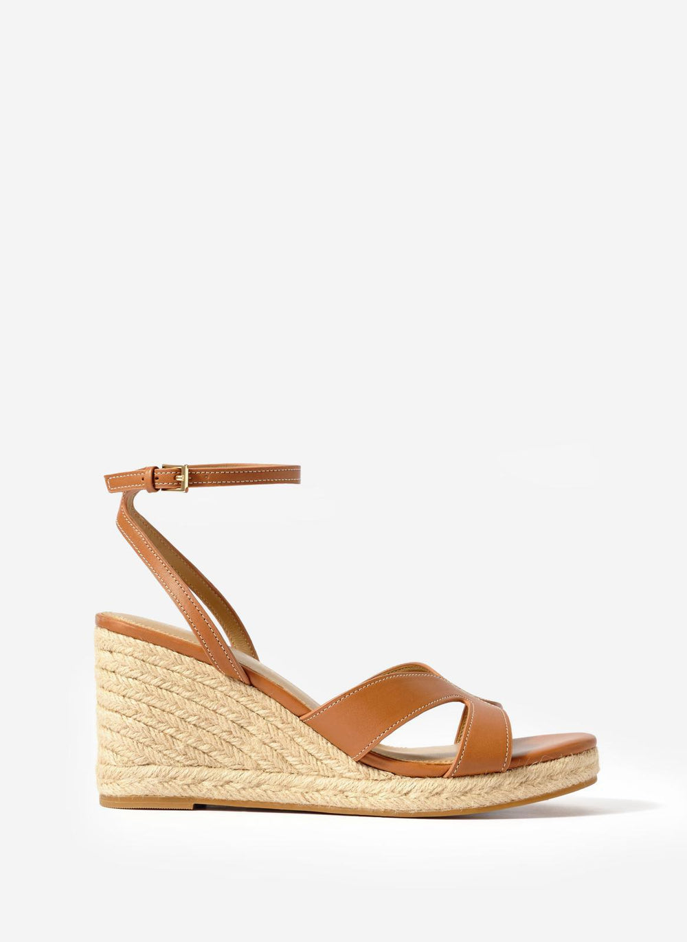 Jase Tan Leather Espadrille Wedges