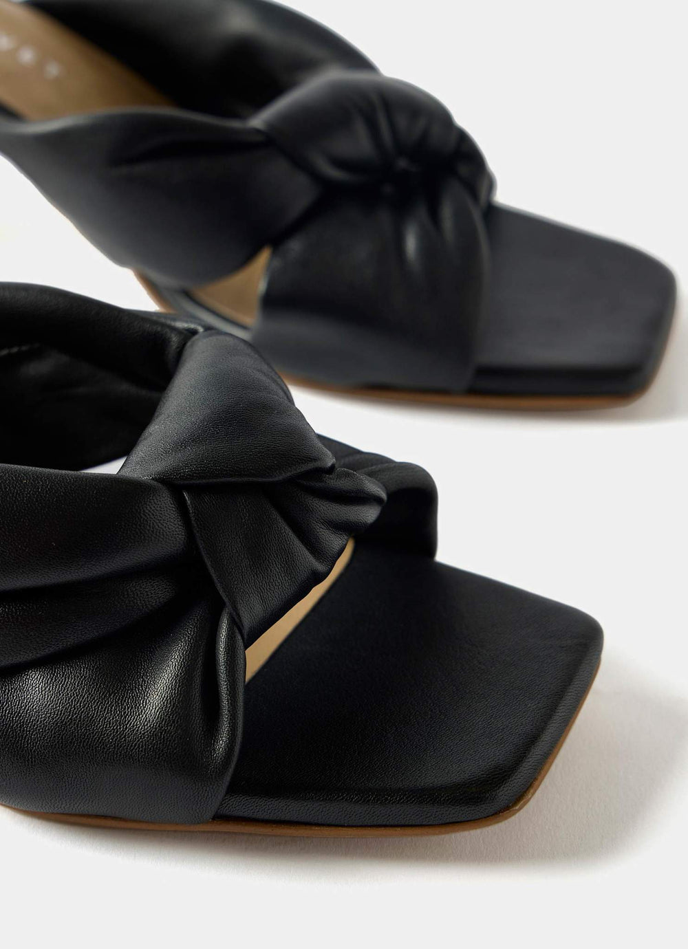 Jen Black Leather Knot Mules