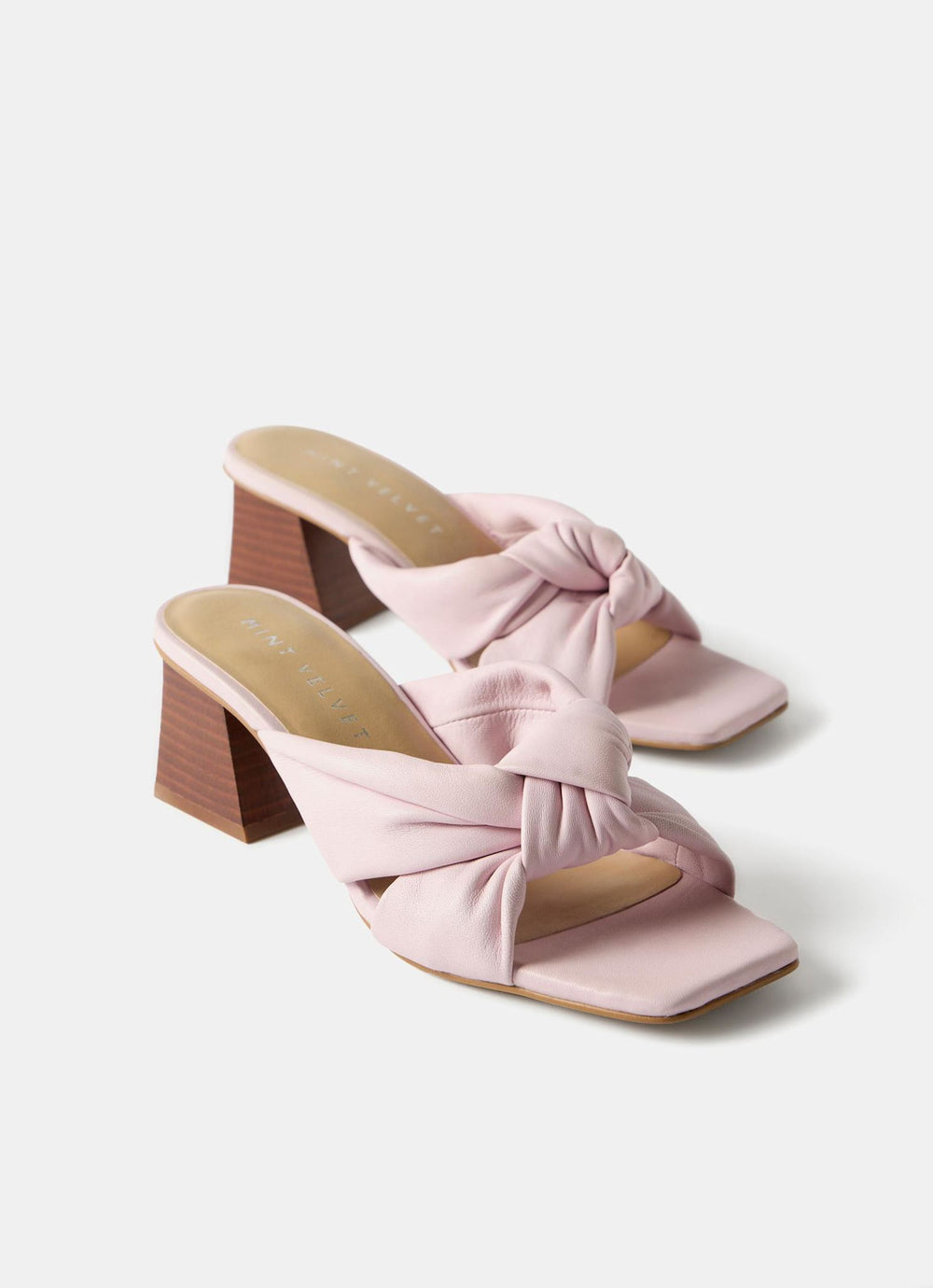 Jen Pink Leather Knot Mules