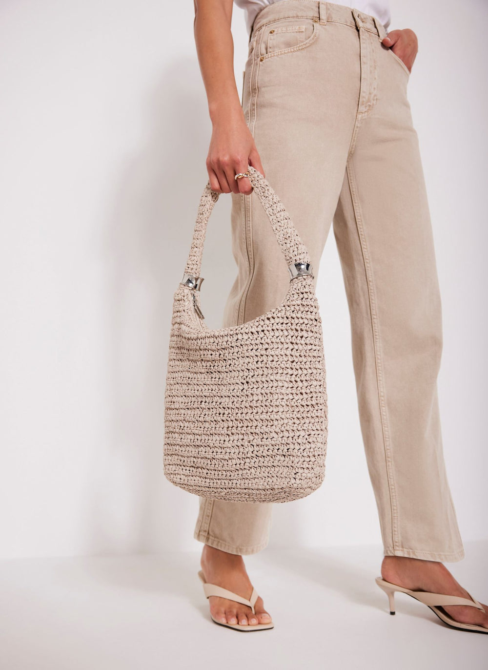 Neutral Woven Shoulder Bag
