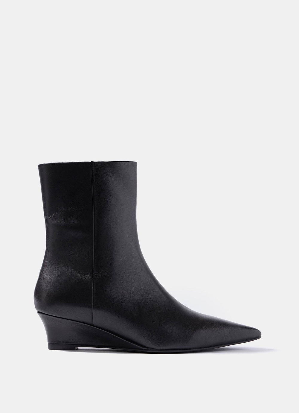 Kailey Black Leather Wedge Ankle Boots
