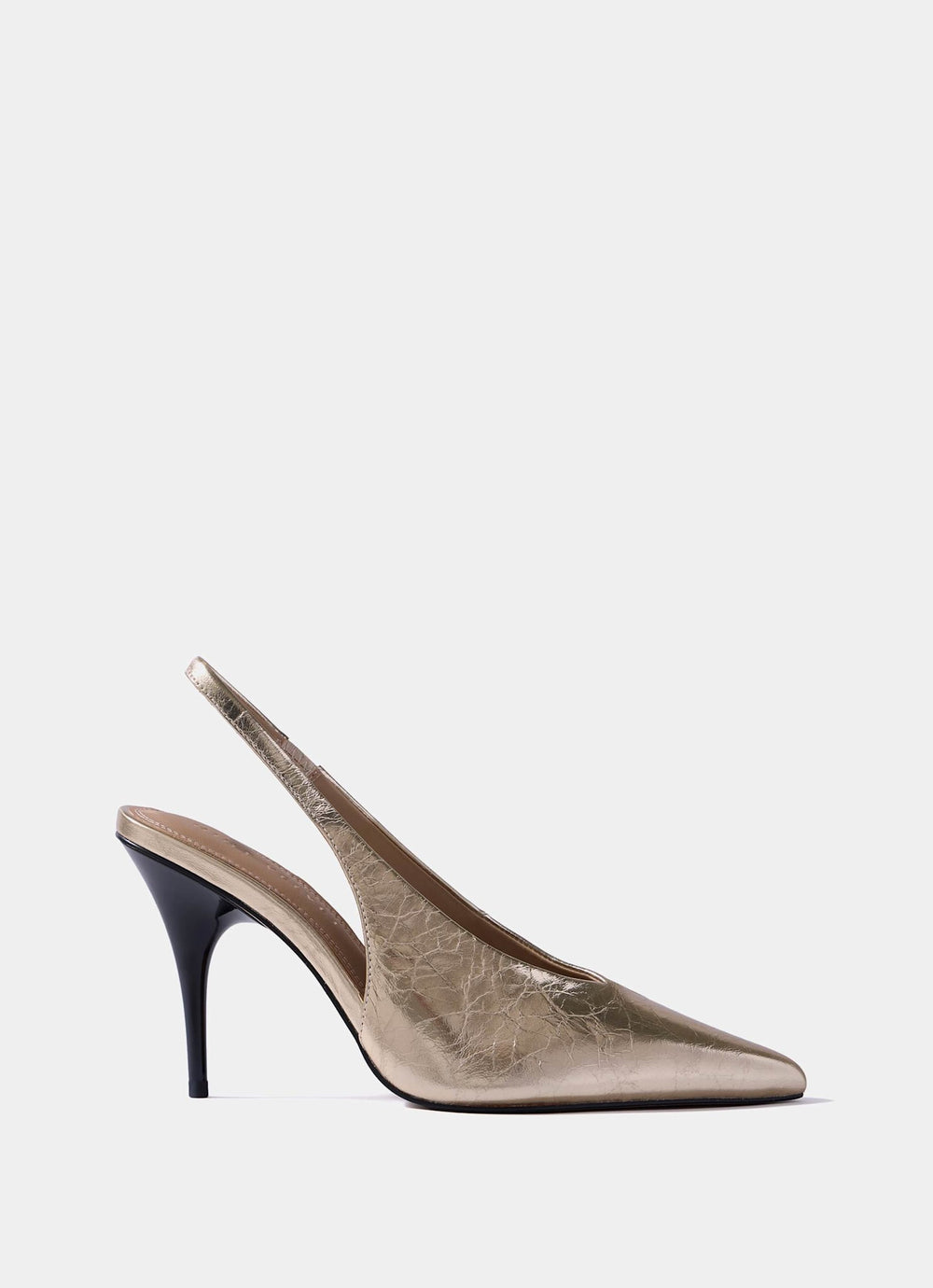 Kat Gold Leather Slingback Heels