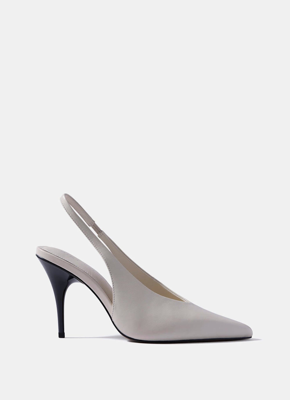 Kat White Leather Slingback Heels