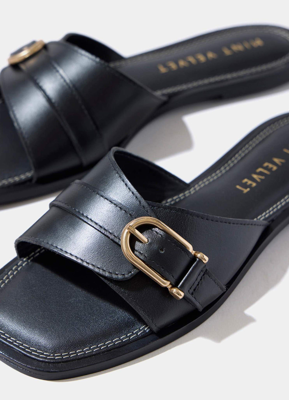 Kate Black Leather Mule Sandals