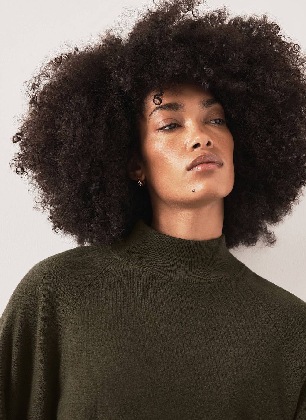 Khaki Batwing Sleeve Knit Top