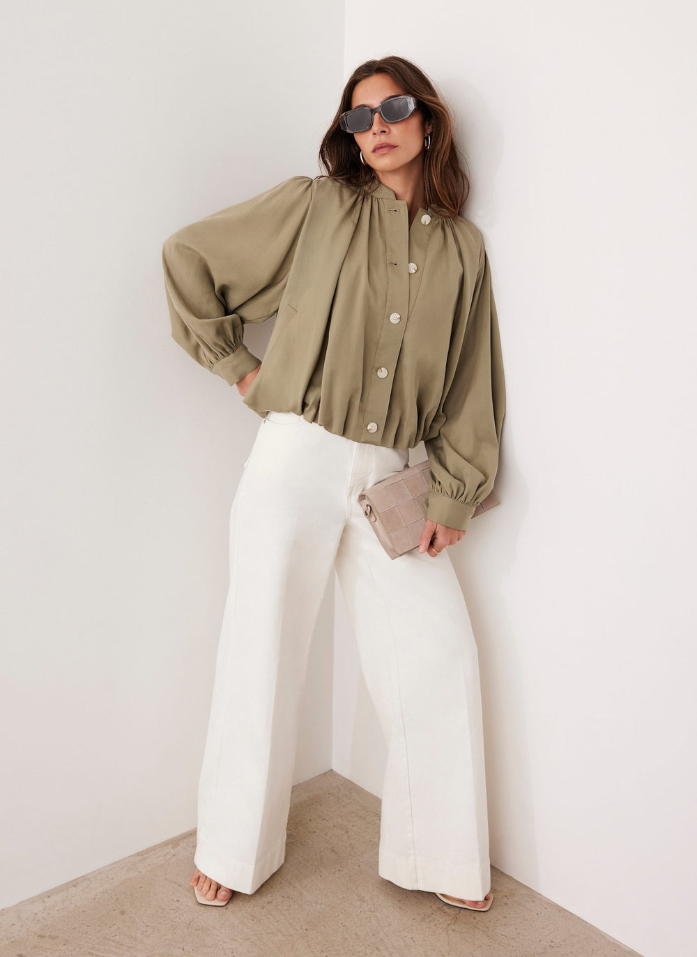 Khaki Bubble Hem Jacket