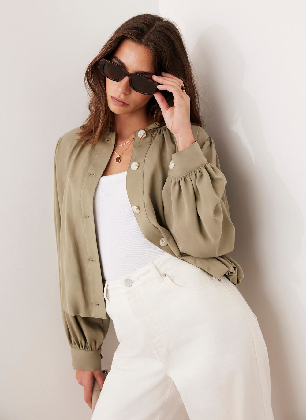 Khaki Bubble Hem Jacket