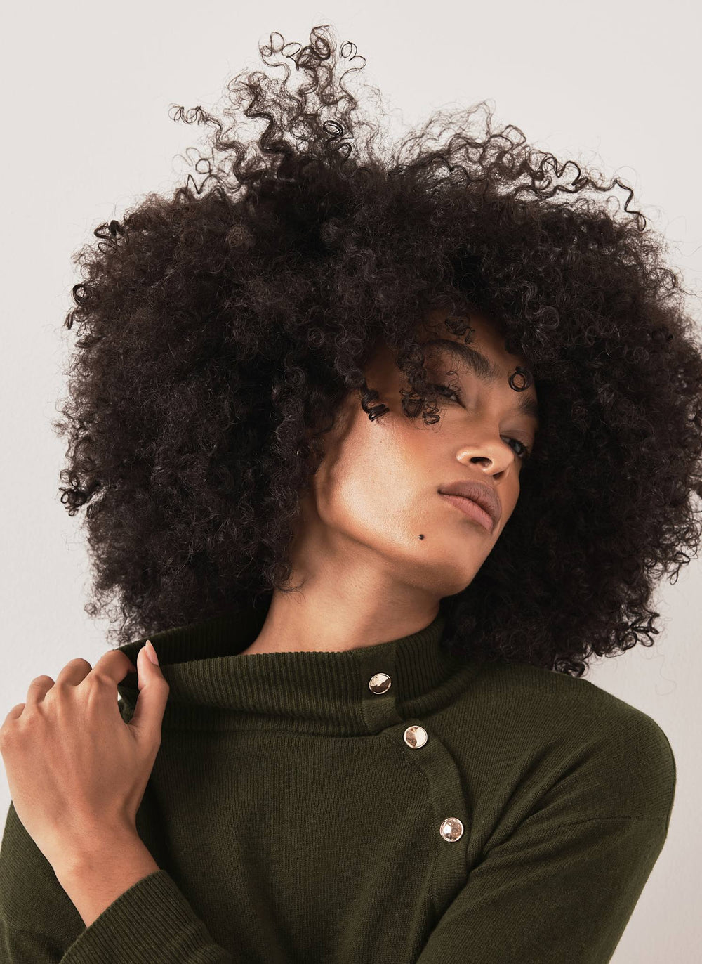 Khaki Button Detail Knit Jumper
