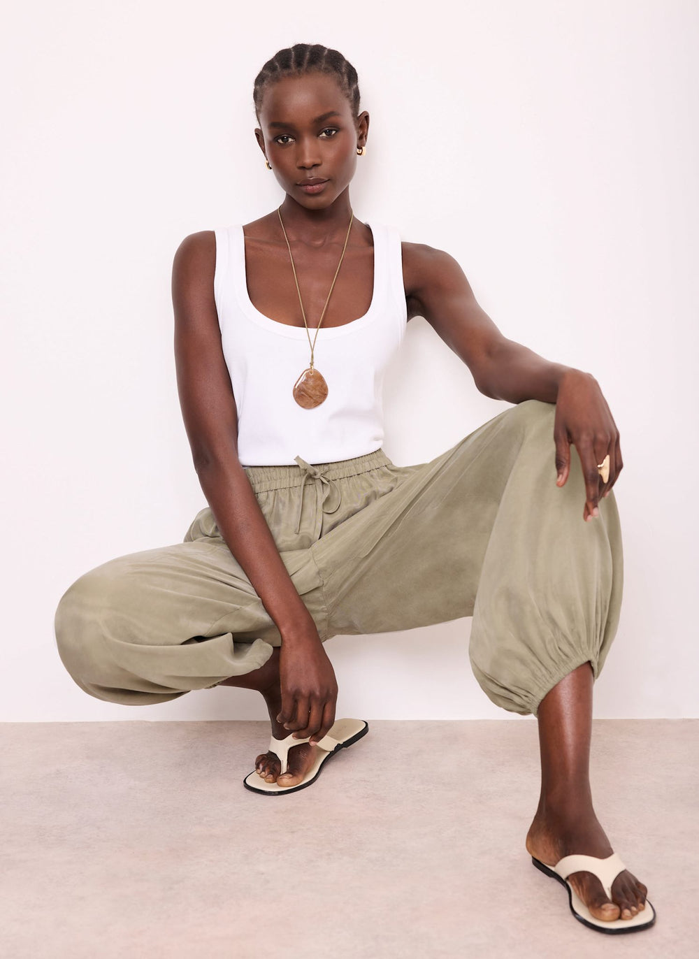 Khaki Balloon Trousers