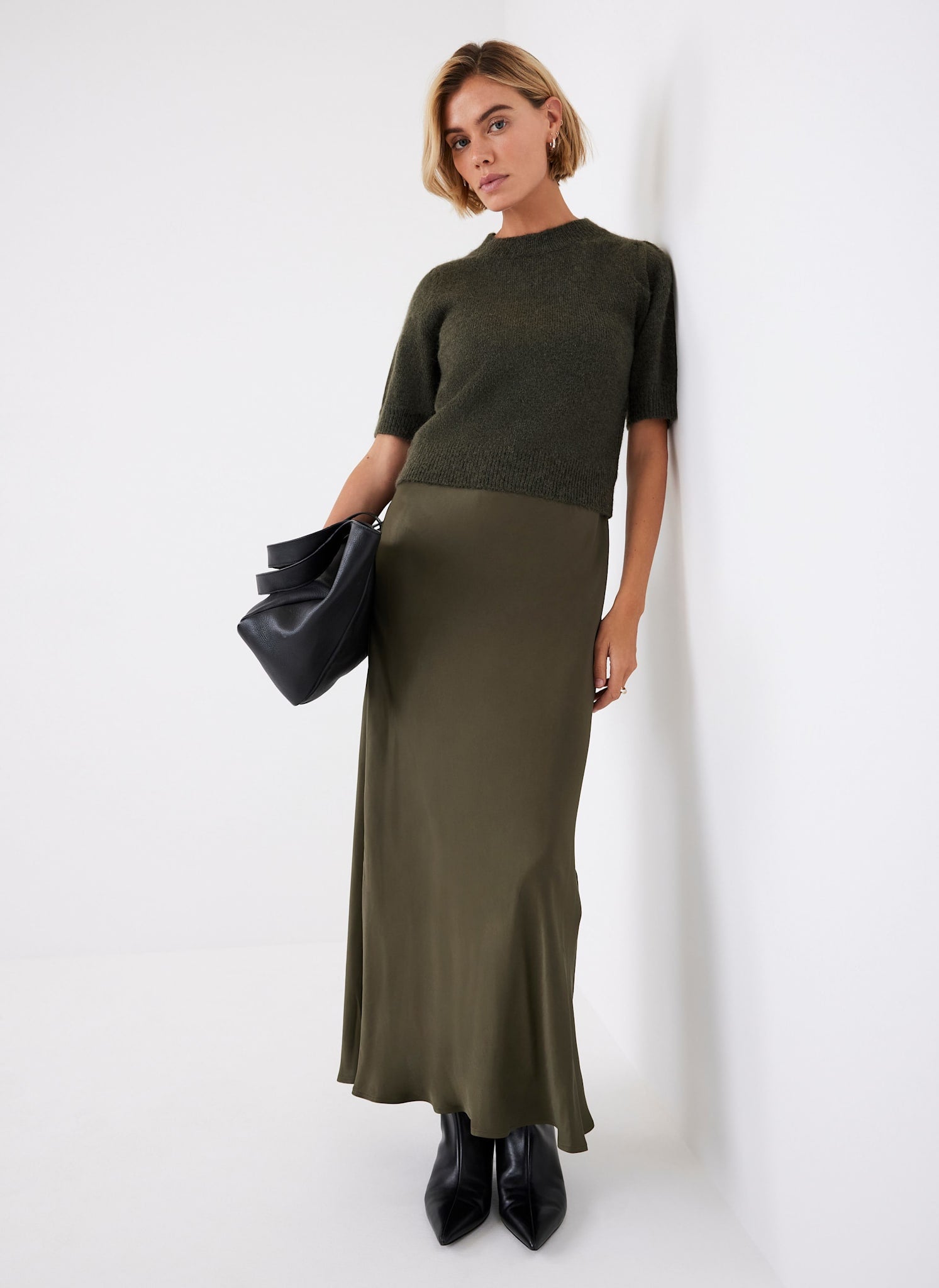 Khaki Layered Jumper Midi Dress – Mint Velvet1