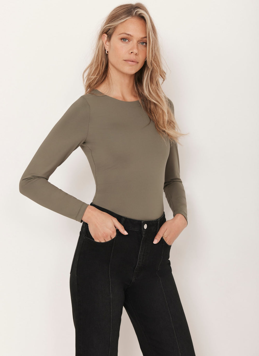 Khaki Long Sleeve Layering Top