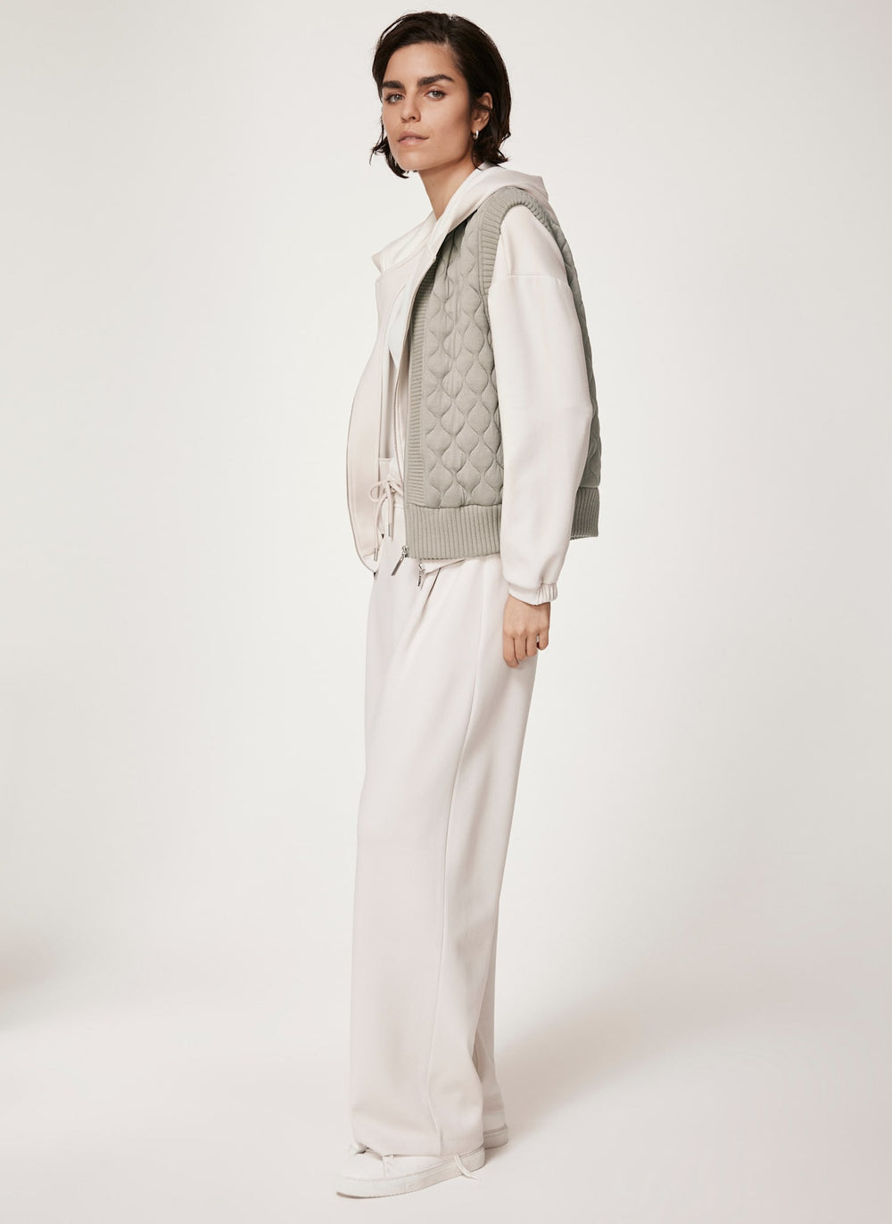 Khaki Quilted Cotton Blend Gilet