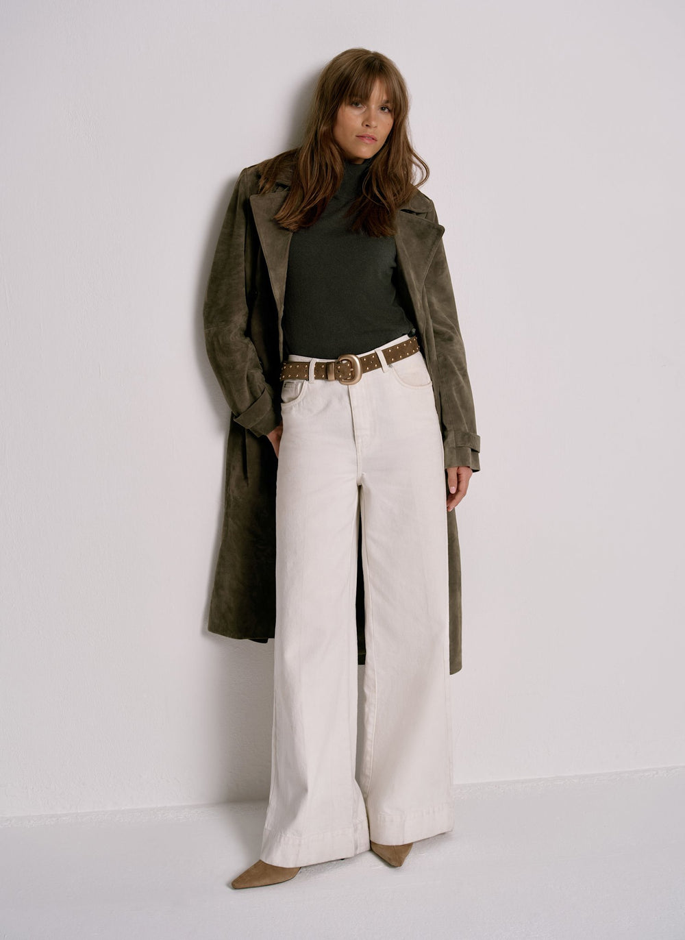 Khaki Suede Trench Coat