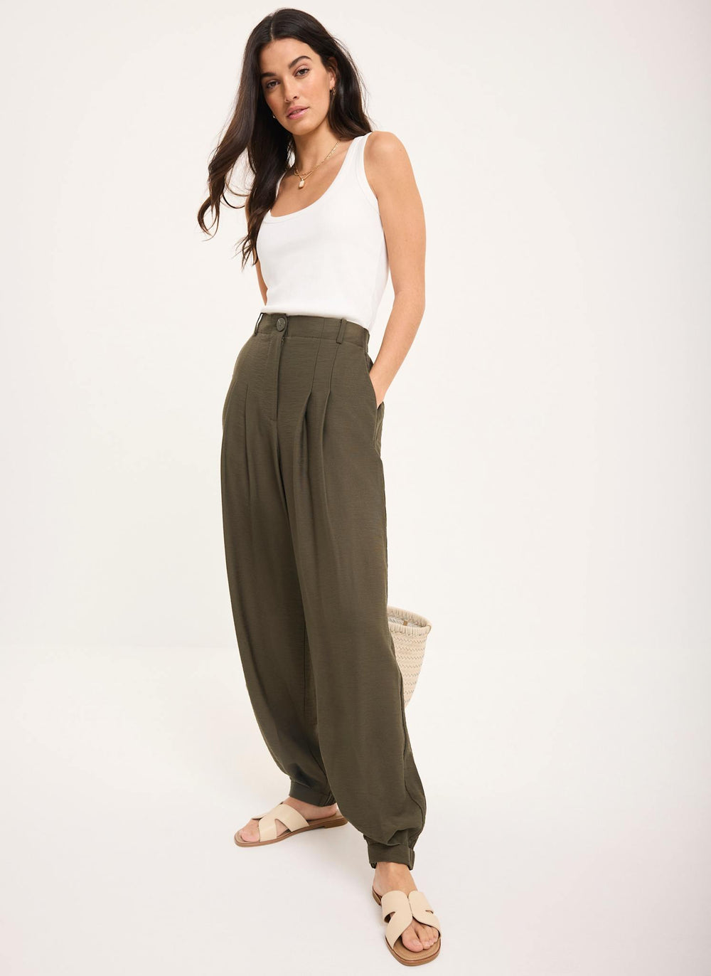 Khaki Soft Balloon Trousers