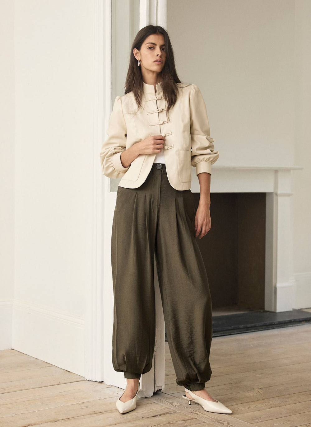 Khaki Soft Balloon Trousers