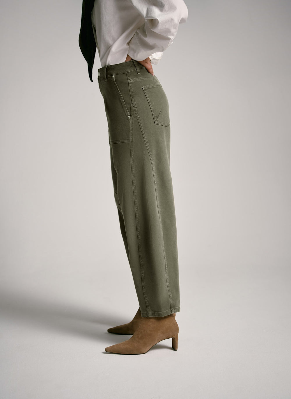 Khaki Utility Barrel Jeans