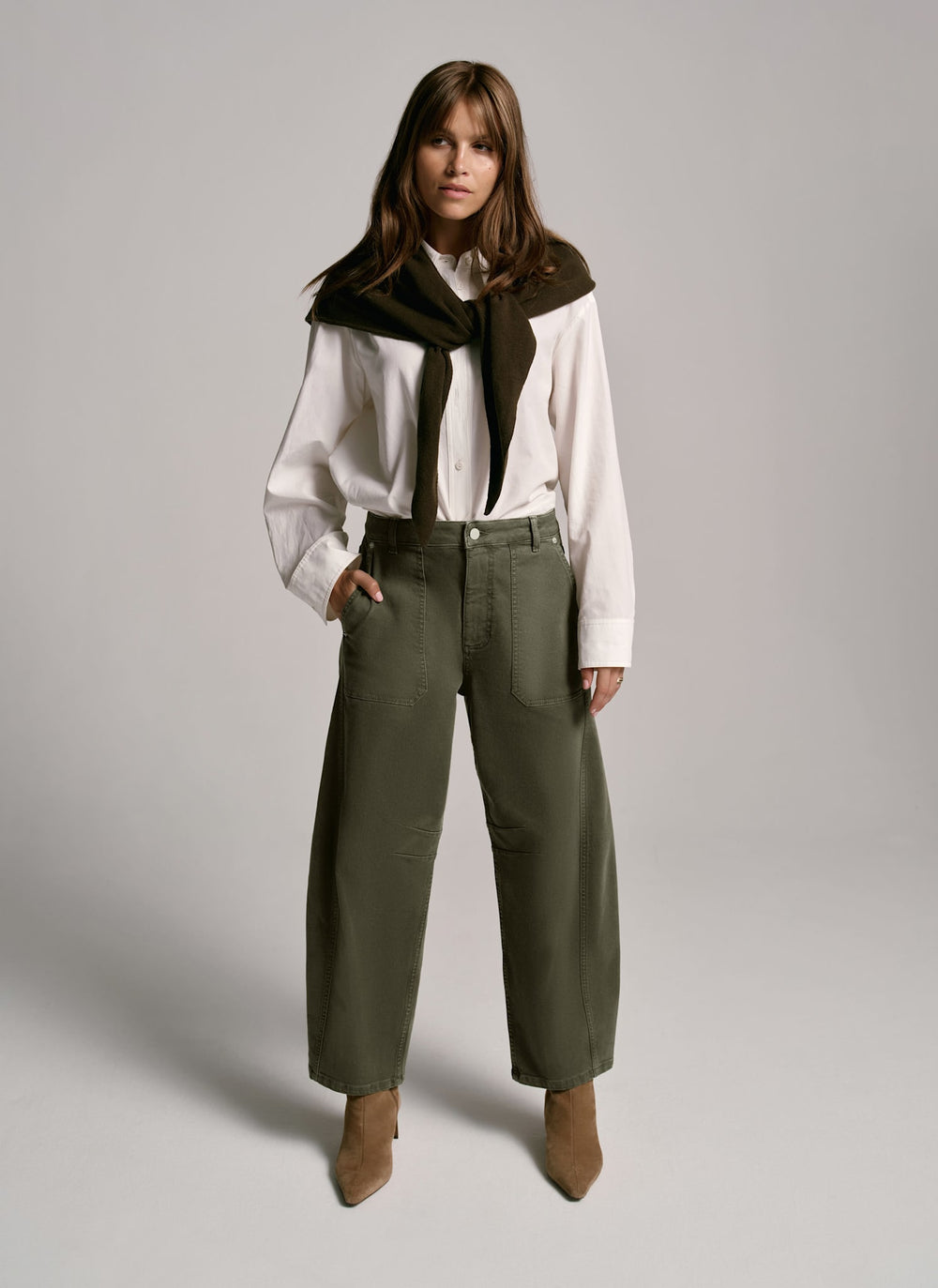 Khaki Utility Barrel Jeans
