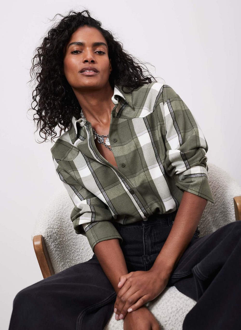 Khaki Western Checked Shirt