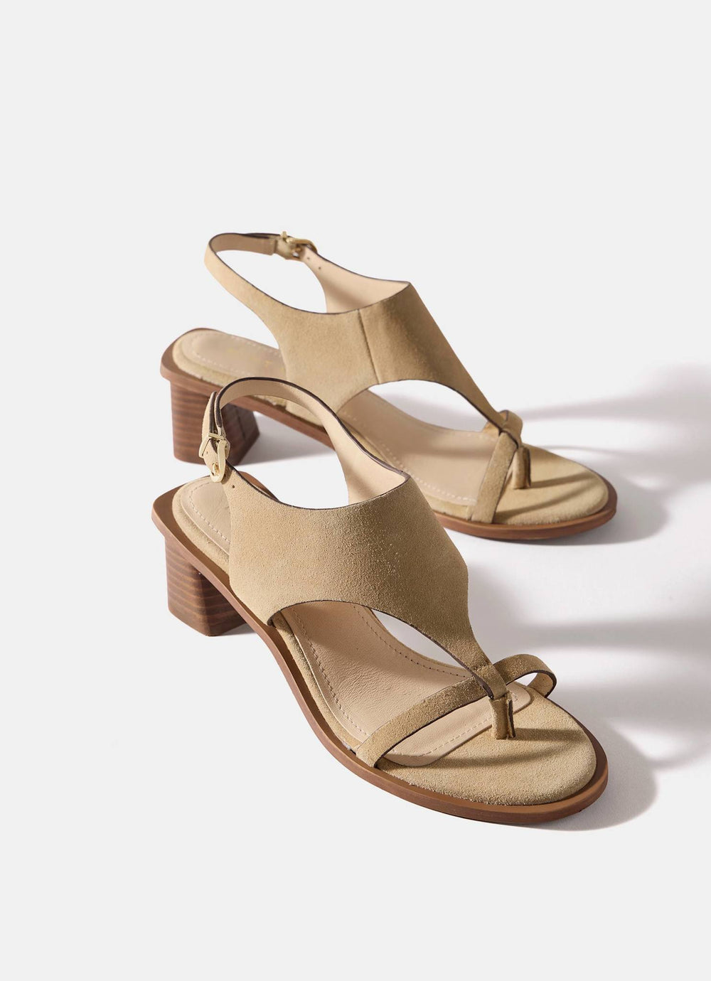 Kiana Neutral Suede Slingback Block Heels