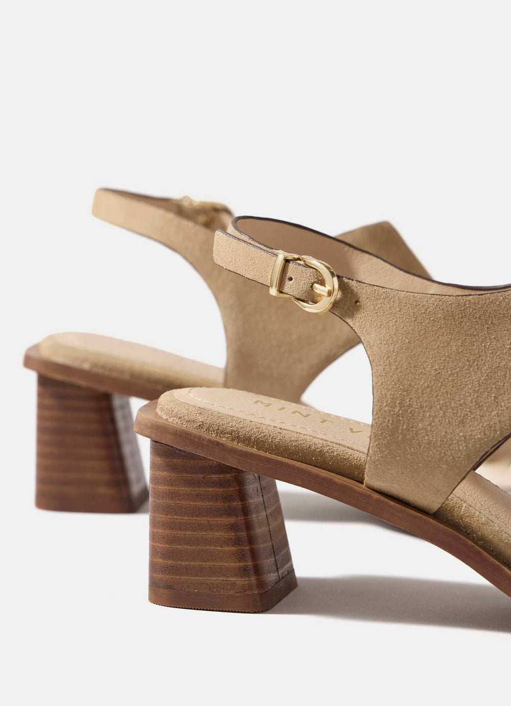 Kiana Neutral Suede Slingback Block Heels