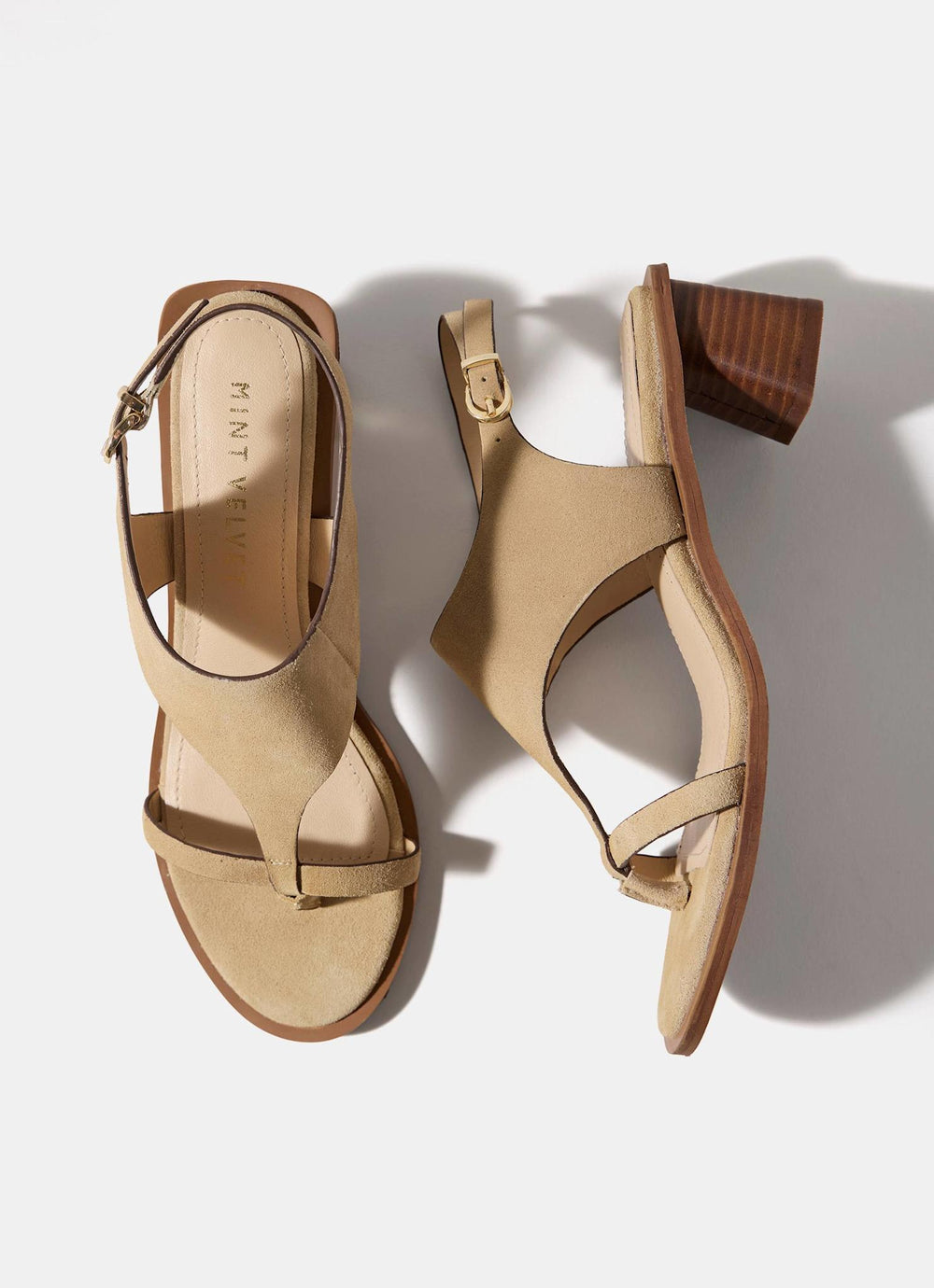 Kiana Neutral Suede Slingback Block Heels
