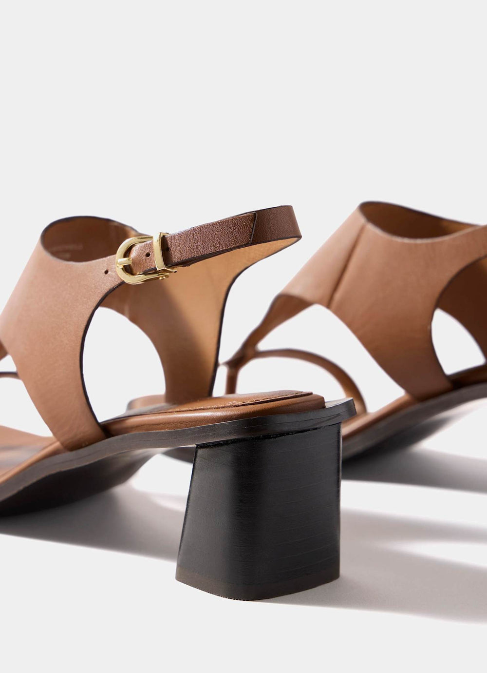 Kiana Tan Leather Slingback Block Heels