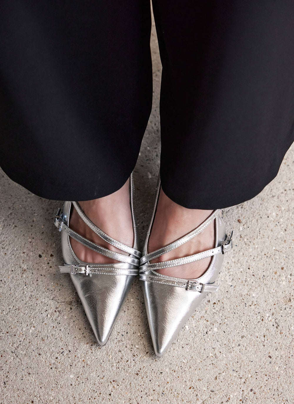 Kit Silver Slingback Kitten Heels