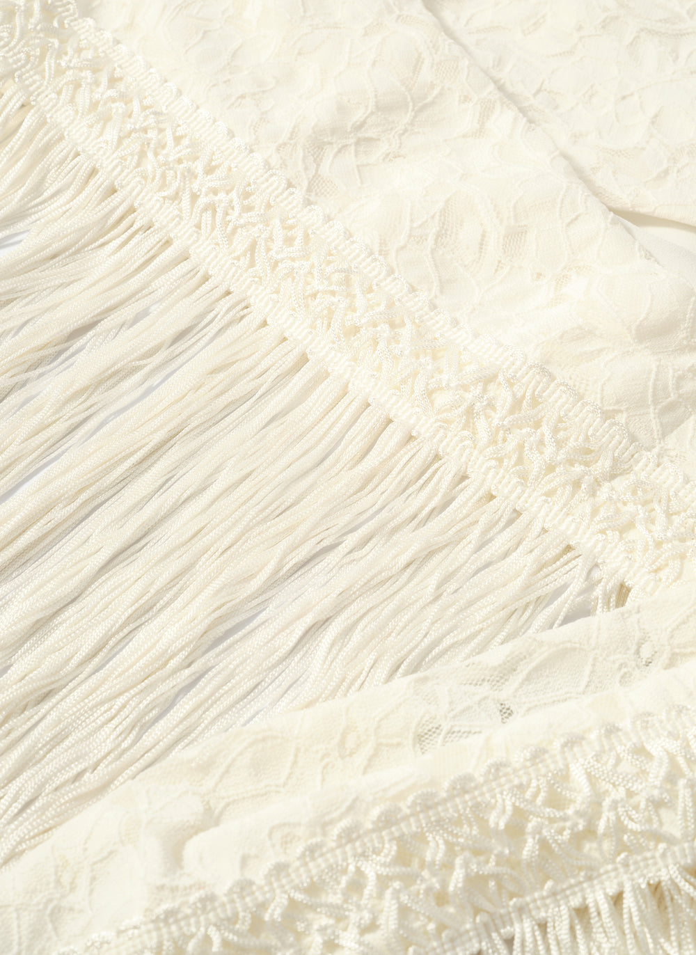Cream Lace Fringe Cover Up Scarf