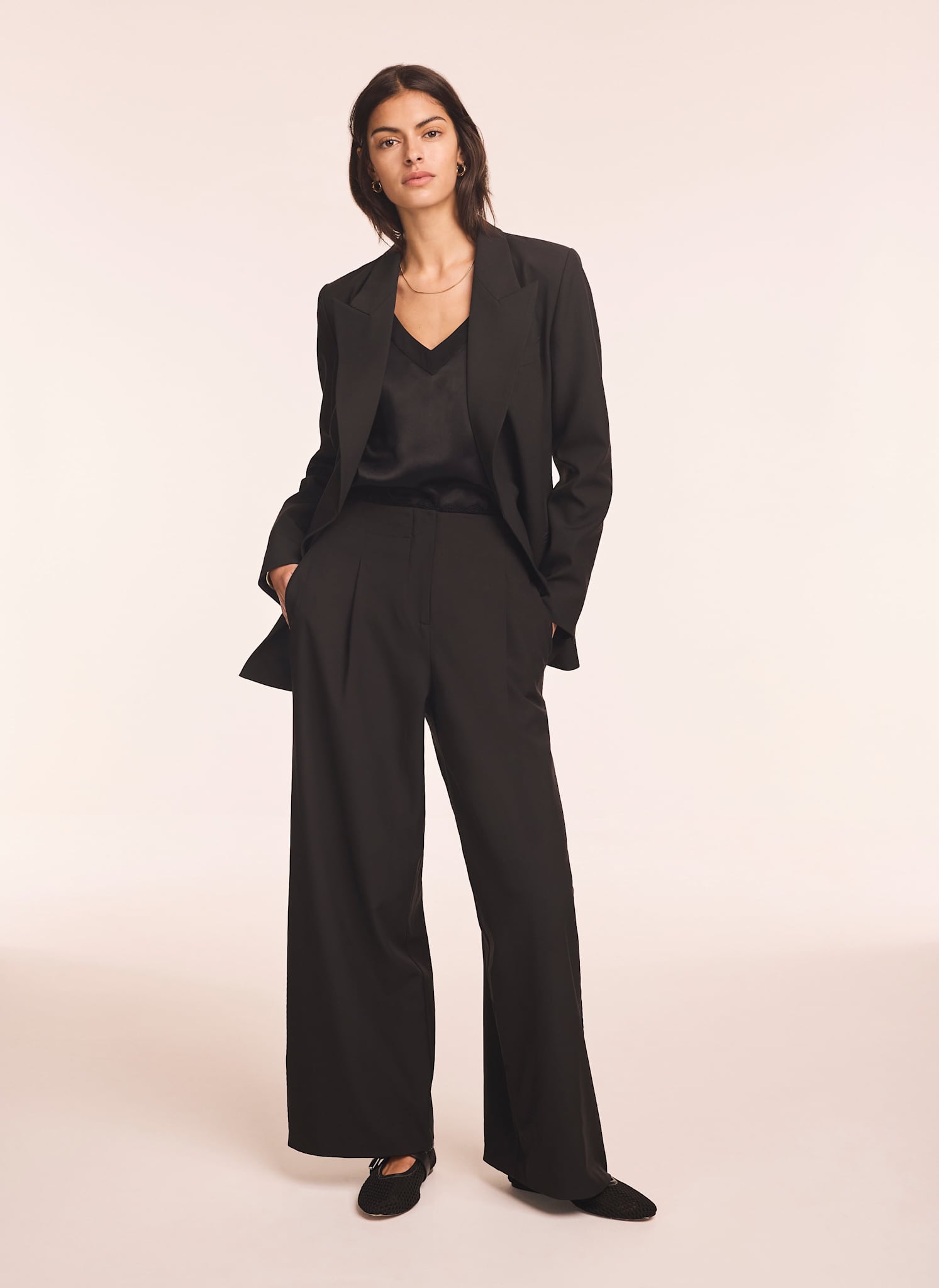 Black Lace Trim Wide Trousers – Mint Velvet