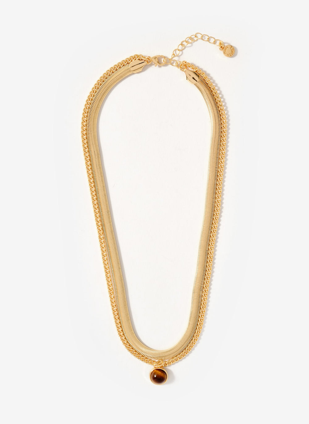 Gold Tone Layered Stone Necklace