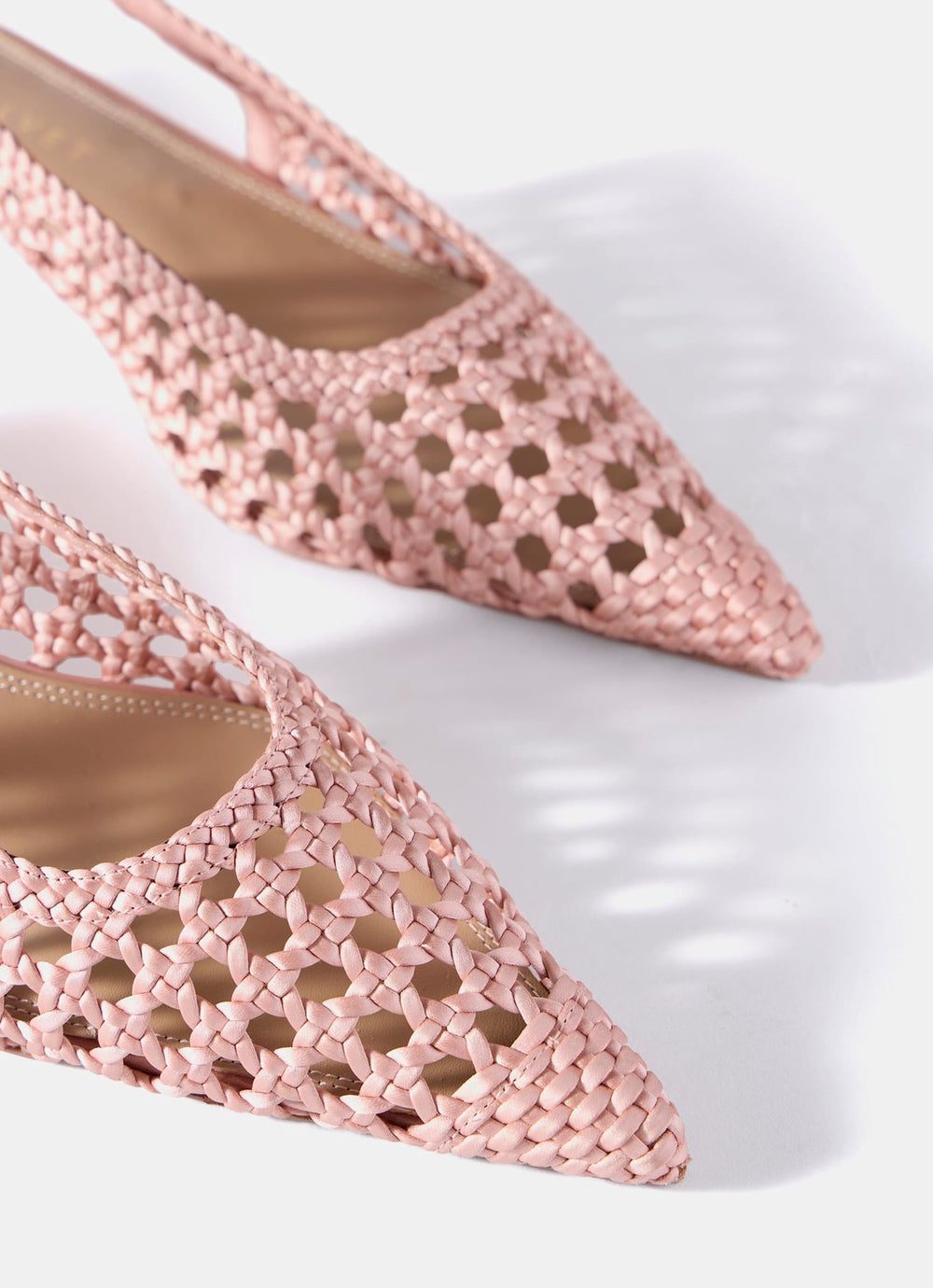 Lea Pink Woven Kitten Heels
