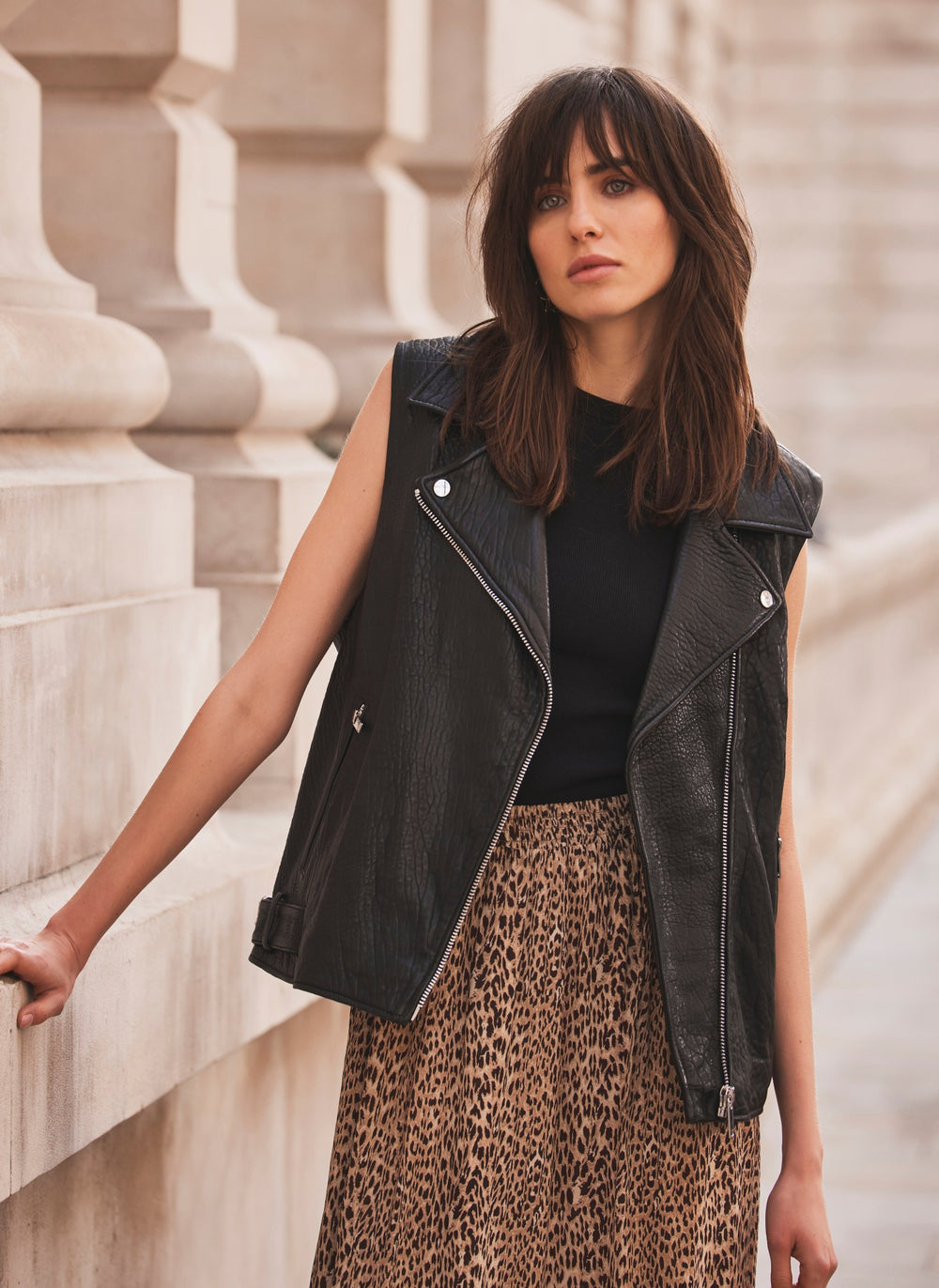 Black Leather Waistcoat