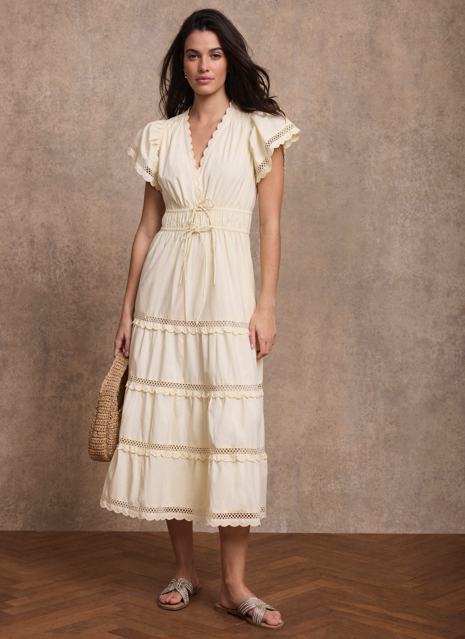 ruffle dress cotton Ruffle Maxi L / Black