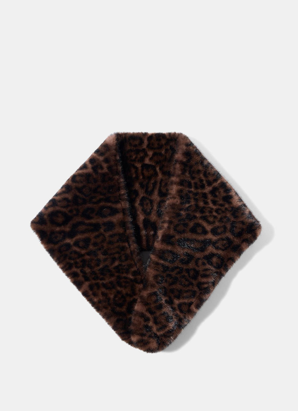 Leopard Print Faux Fur Textured Scarf Collar