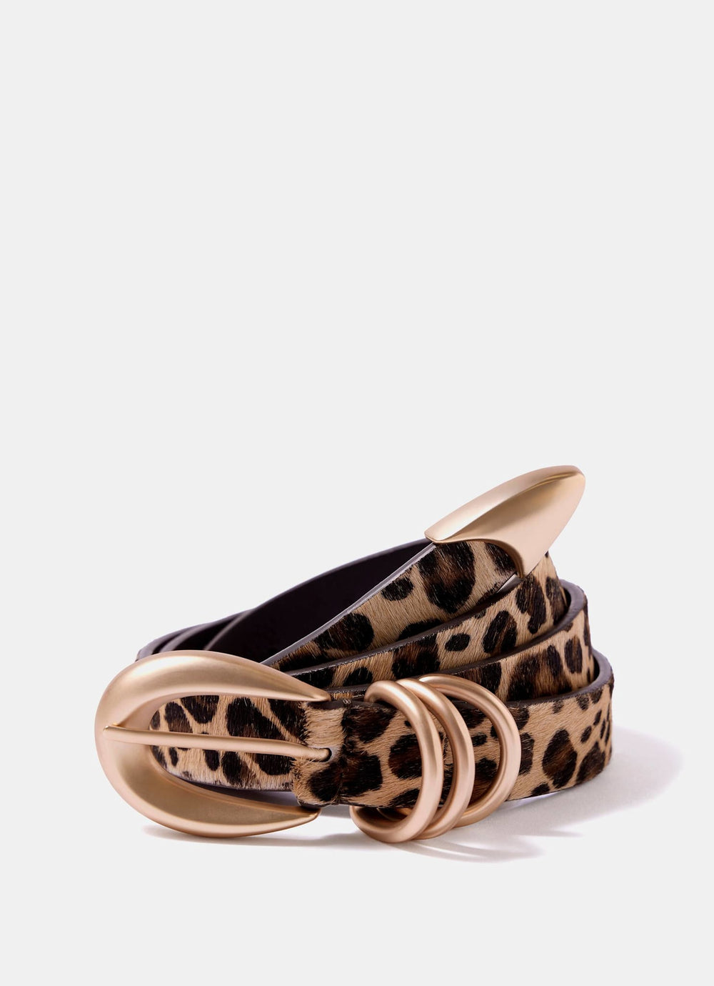 Brown Leopard Print Textured Belt