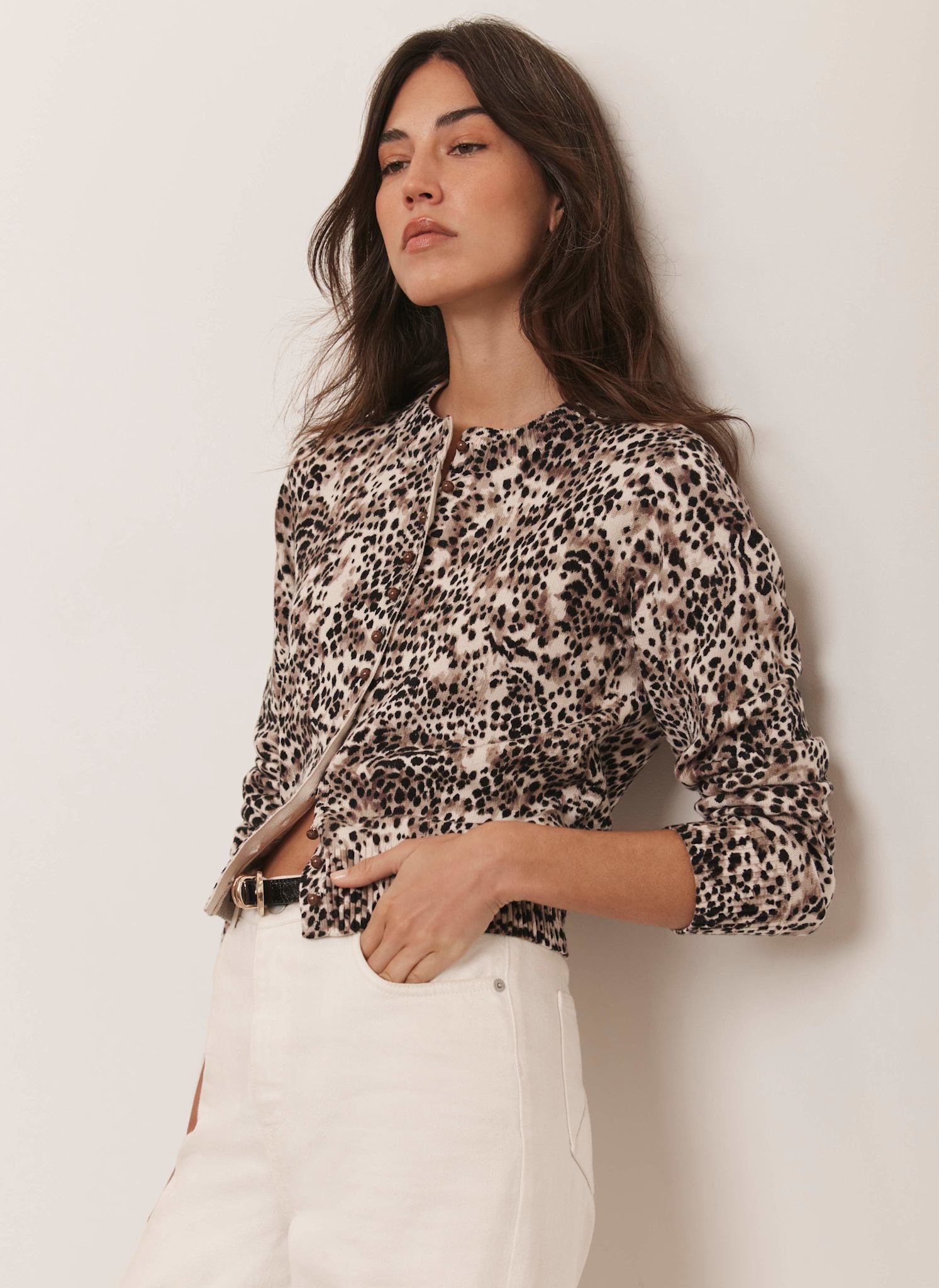 Leopard Print Cotton Cardigan – Mint Velvet - Main Image