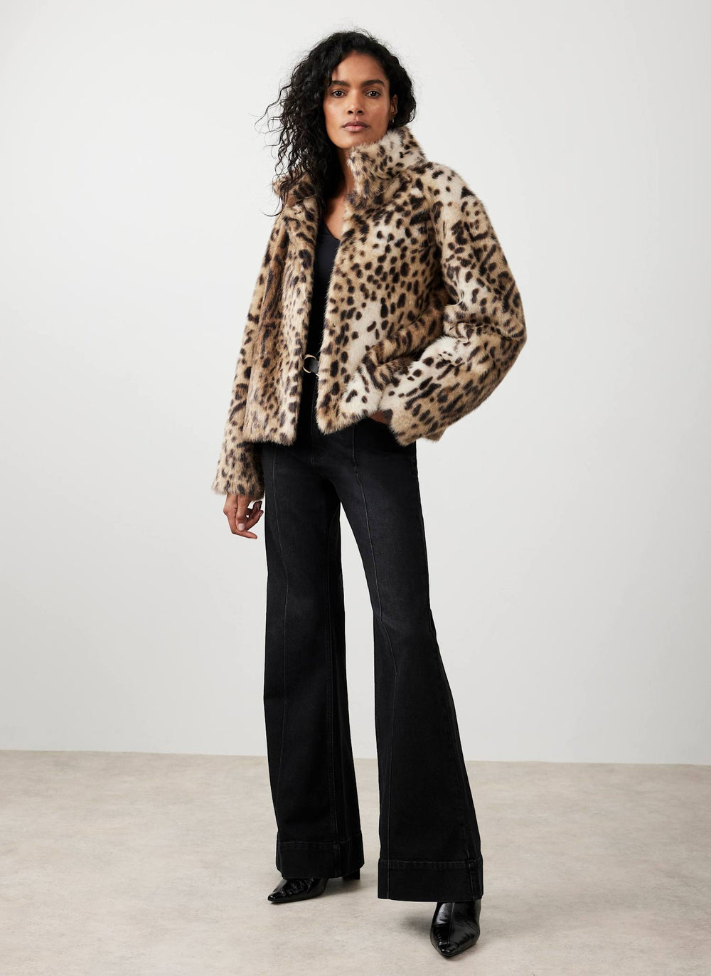 Leopard Print Faux Fur Jacket