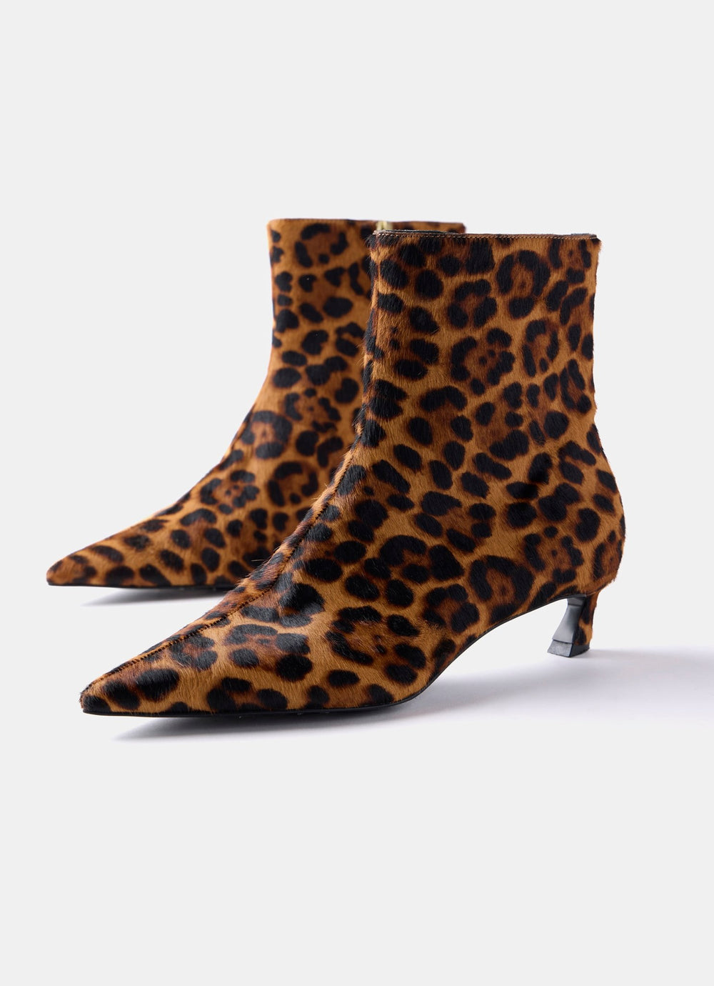 Issy Leopard Print Leather Textured Ankle Boot