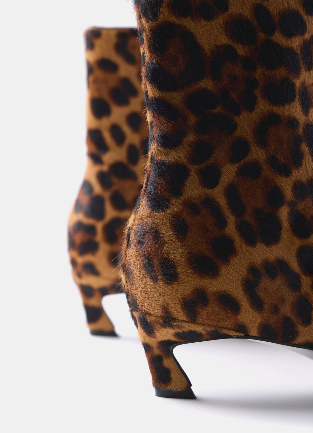 Issy Leopard Print Leather Textured Ankle Boot
