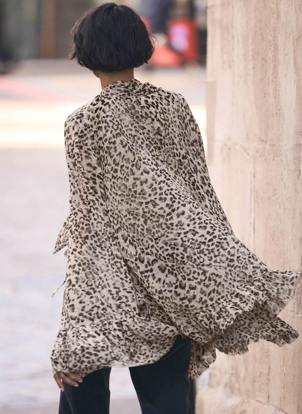 Leopard Print Ruffle Blouse