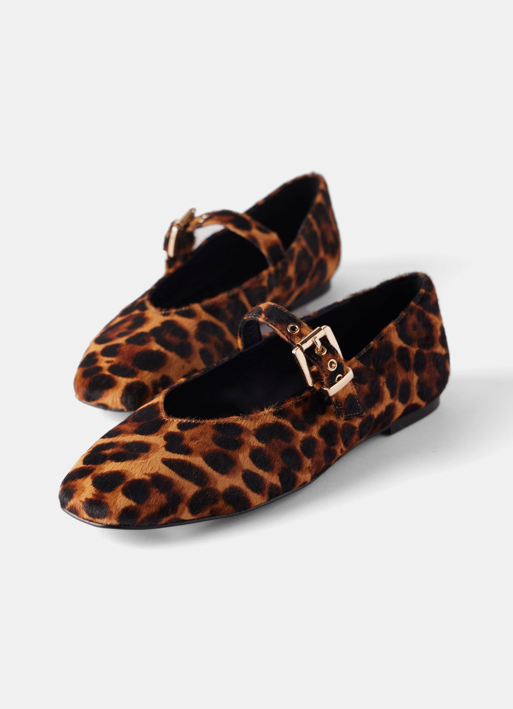 Bea Leopard Print Textured Ballet Pumps