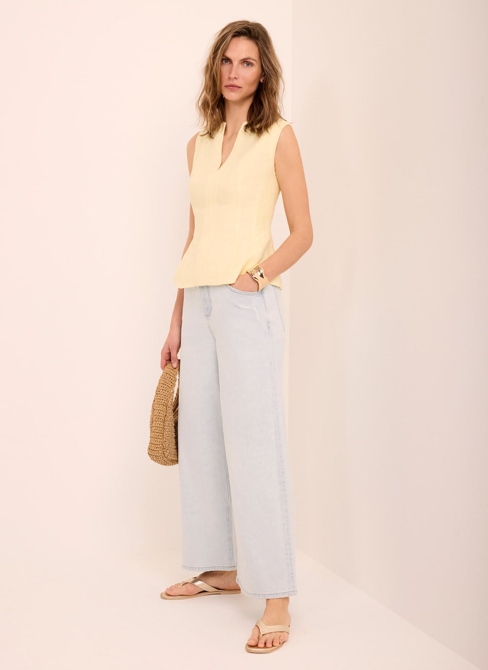 Light Indigo Ankle Wide Jeans