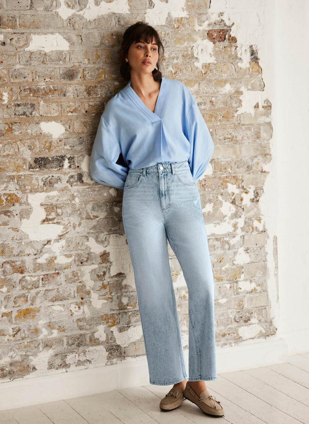 Light Indigo Relaxed Tapered Boyfriend Jeans