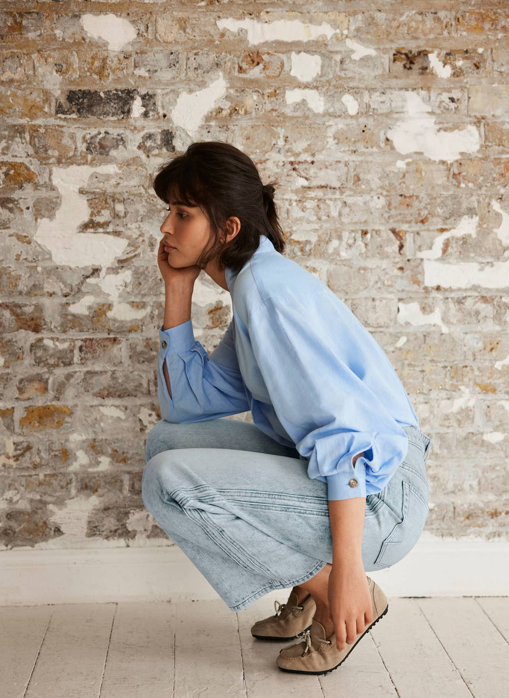 Light Indigo Relaxed Tapered Boyfriend Jeans