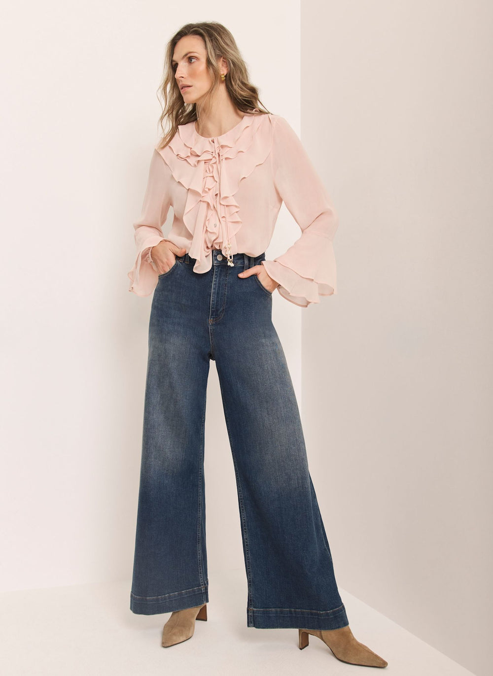 Pink Ruffle Detail Blouse