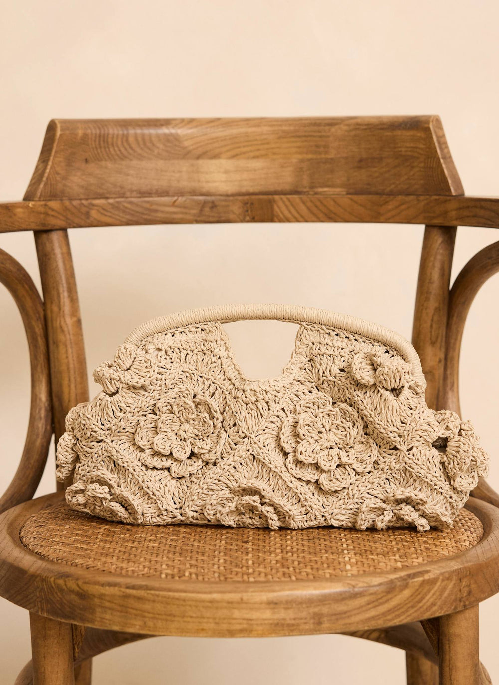 Lila Cream Crochet Clutch Bag