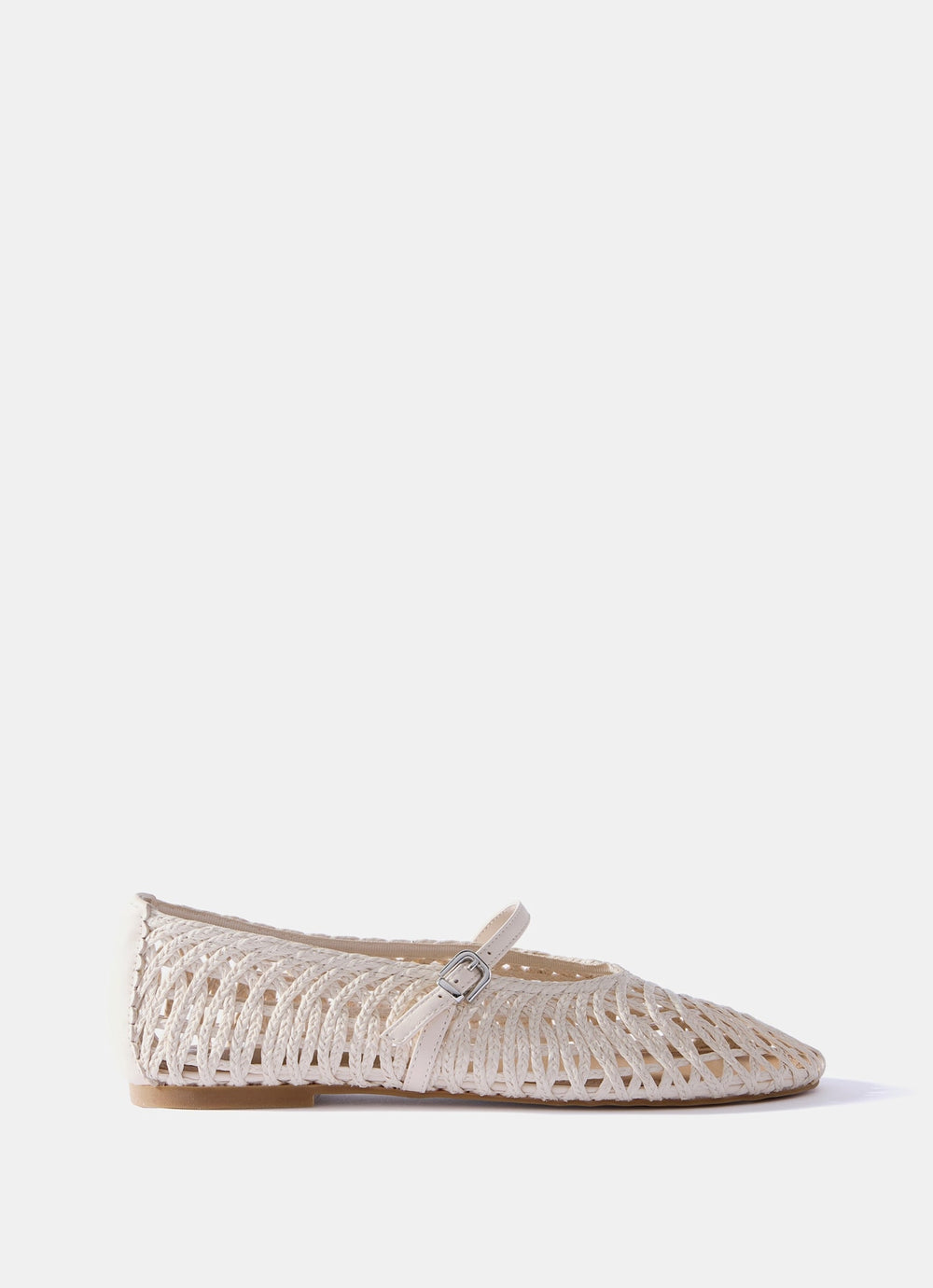 Lily Cream Woven Ballet Flat Pumps