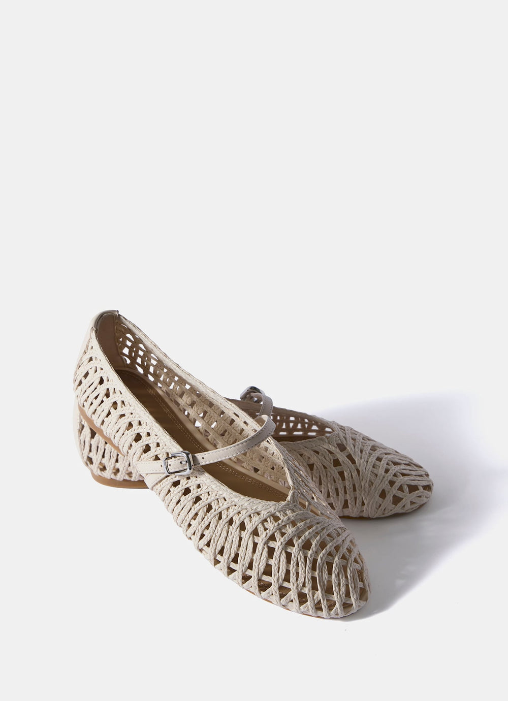 Lily Cream Woven Ballet Flat Pumps