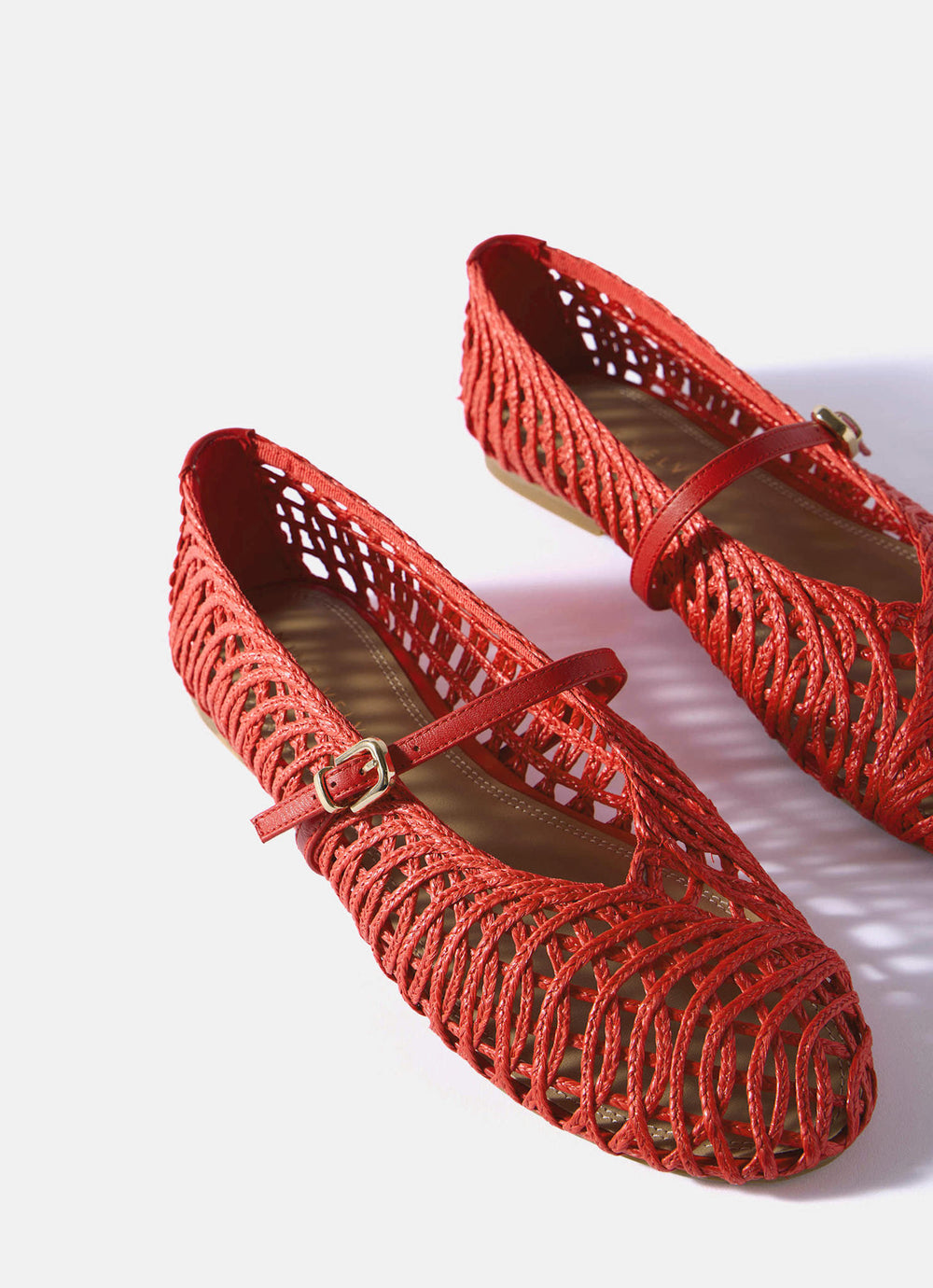 Lily Red Woven Ballet Flat Pumps